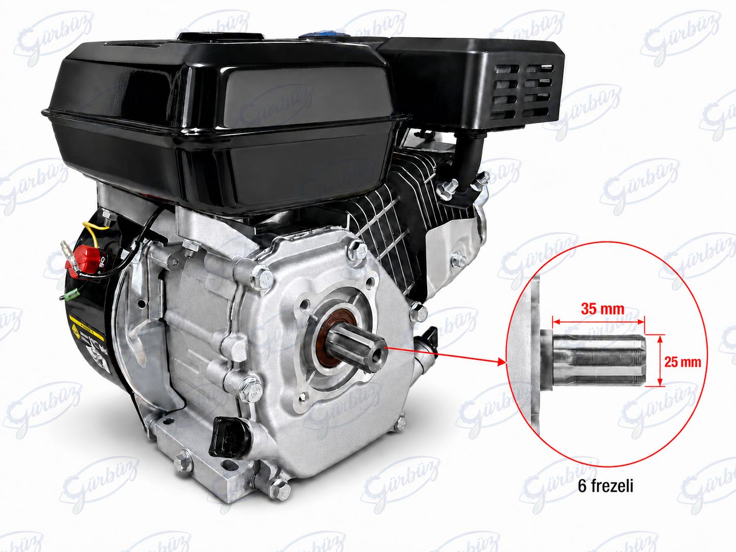 Kaan Orjinal 7HP Benzinli Çapa Makinesı Motoru  25mm 6 Frezeli görsel 2